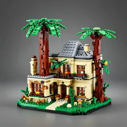 a LEGO jungle mansion, photo studio, professional photo, professional lighting, HDR, artstation trend