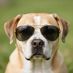 dog pilote aviator sunglasses portrait