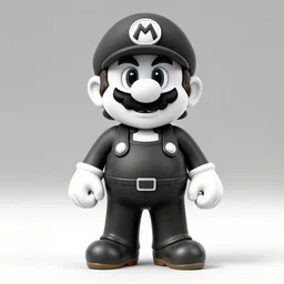 Gigachad in Mario from Super Mario Bro\'s outfit. Black and white 50mm