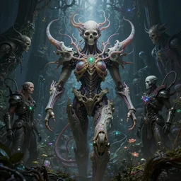 sinister eldritch neural diaphanous skullpunk spirits in the enchanted intergalactic mecha garden, man - machine chimeric beholder polyphemous by okuda san miguel by jerimiah ketner by tatsuyuki tanaka by agostino arrivabene and wayne england