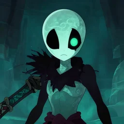 a son of the sea god demigod with black and sea green eyes in the game Hades (2020) supergiant