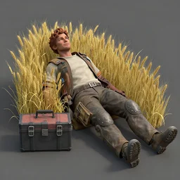 kar 9 8 k laying in tall barley next a medkit and a lvl 3 helmet rendered by zbrush, keyshot, 3 d studio max, photoshop, quixel suite, mudbox beautiful rendered on by tor frick