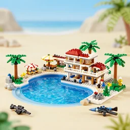 beautiful photograph of mar - a - lago, with swat, lego set