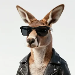 a kangaroo wearing sunglasses and a leather jacket, photography of kurzgesagt, deep focus, d & d, fantasy, intricate, elegant, highly detailed, digital painting, artstation, concept art, matte, sharp focus, illustration, hearthstone, art by artgerm and greg rutkowski and alphonse mucha