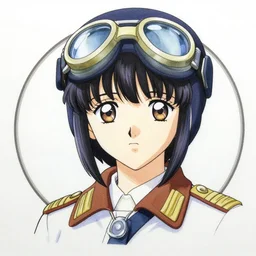 a copic maker manga portrait of an anime girl very detailed features by yoshiyuki sadamoto, alphons mucha wearing a pilot suit cargo streetwear - lots of zippers, pockets, synthetic materials, chic'techno fashion trend by issey miyake and balenciaga 8 k
