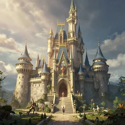 highly detailed fairytale castle, stephen bliss, unreal engine, greg rutkowski, loish, rhads, beeple, makoto shinkai and lois van baarle, ilya kuvshinov, rossdraws, tom bagshaw, tom whalen, alphonse mucha, global illumination, god rays, detailed and intricate environment