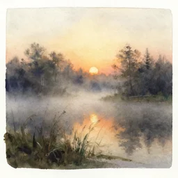 small centered on watercolor paper, paint brush strokes, abstract watercolor painting of foggy dawn, world nature, cinematic light, national romanticism by hans dahl, by jesper ejsing, by anders zorn, by greg rutkowski, by greg manchess, by tyler edlin