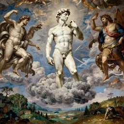 Kanye West ascending to heaven, Michelangelo, da Vinci, renaissance painting