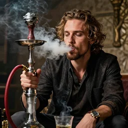 joseph gordon levitt smoking waterpipe, insane, intricate, highly detailled, sharp focus 8k