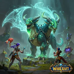 mount epic snapdragon kelpstalker screenshot world of warcraft mounts worldboss bioluminecant light concept sketch art and by feng zhu alena aenami artworks in 4 k beeple, by thomas kinkade heartstone overwatch blizzard 3 d rtx hdr