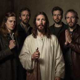 jesus in the nights watch | | realistic shaded, fine details, realistic shaded lighting painting by greg rutkowski, diego gisbert llorens, magali villeneuve, artgerm, jeremy lipkin, michael garmash, rob rey