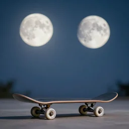 skateboard, full moon, bokeh