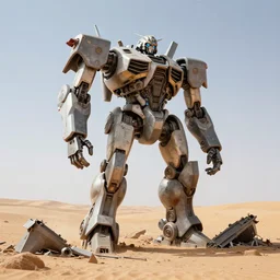 next to the wreckage of some parts of a destroyed giant humanoid robot on a remote desert planet, from a space themed point and click 2 d graphic adventure game, art inspired by thomas kinkade