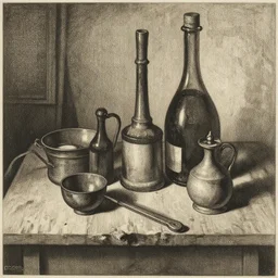 graham sutherland's mezzotint of a still life of their studio