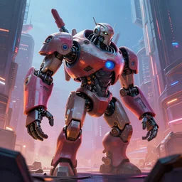 a vibrant matte painting of a robotic monster in a futuristic city by simon beak and greg rutkowski, trending on artstation, unreal engine, 3 d 4 k, dynamic lighting, concpet art, sci - fi, dramatic lighting