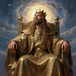 wisened philosopher king (an absolute monarch of his ancient european kingdom) resides on his throne, his gaze transfixed on the horizon of infinity, his mind contemplating eternity, highly detailed DnD portrait by Raffaello Ossola and Ross Tran and Greg Rutkowski and Zdzisław Beksiński, stunning detail, 8k, 4k