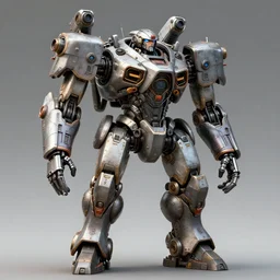 a mechanized war mech with weapons mounted to the frame. pilot standing at the right leg of the mech. old photo, art navarro, sc - fi hyper tech mechanics, cyberpunk, anime, realistic, intricate details, symmetry, proportionate, dslr, hdr, cgsociety, octane render, ray tracing, 8 k 3 d, r / art, by make warrior series, volumetric lighting