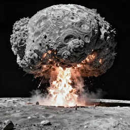 nuclear bomb explosion on the moon, trending on artstation, detailed
