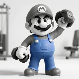 black & white epic!!! photograph of super mario in the gym lifting a dumbbell with one hand, very angry!!!!!! face, motivational poster, highly detailed, cinematic lighting, photo, award - winning photograph, professional photograph, dramatic posing, 8 k quality, dramatic rim lighting, high quality