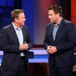Lighstaber duel between Kevin O'Leary and Mark Cuban, in Shark Tank (2016)
