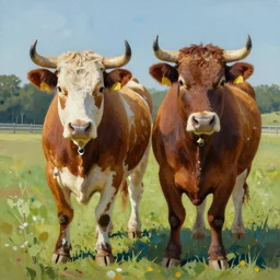 Brangus cattle by Alex Pardee and Nekro and Petros Afshar, unstirred paint, vivid color, cgsociety 4K