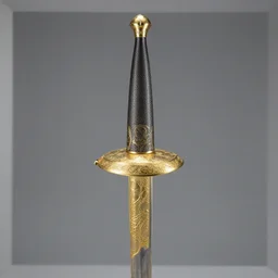 A rapier with gold engravings.