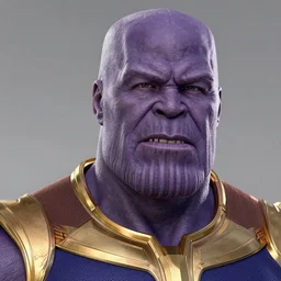 Sam Hyde as Thanos from Avengers Endgame, close-up, sigma male, rule of thirds, award winning photo, unreal engine, studio lighting, highly detailed features, interplanetary setting