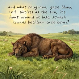 and what rough beast, gaze blank and pitiless as the sun, its hour come around at last, slouches towards bethlehem to be born?