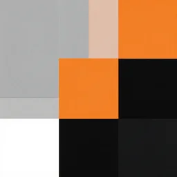 grey, orange, black, and white color scheme