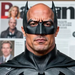 portrait of Dwayne Johnson as batman, photograph, natural light, sharp, detailed face, magazine, press, photo, Steve McCurry, David Lazar, Canon, Nikon, focus