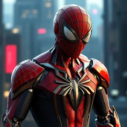 spiderman robot, cinematic background, fully detailed, octane render