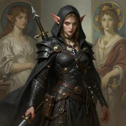 beautiful goblin assassin, highly detailed, digital painting, artstation, sharp focus, illustration, art by tan zi and ayanamikodon and alphonse mucha and wlop