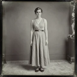 A daguerreotype photograph of Emma Watson full body