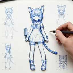 detailed blueprints to build a catgirl