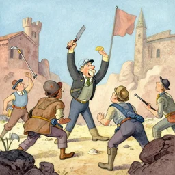 communist revolution by richard scarry, detailed, pastel colors