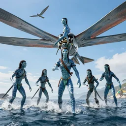 HD, action scene with Na'vi on the planet Pandora, from the movie 'Avatar 2: Way Of Water'
