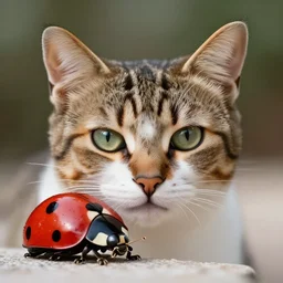 a ladybug - cat - hybrid, animal photography