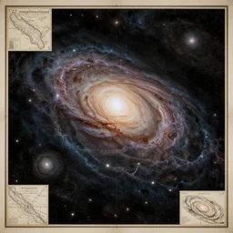 a map of another galaxy, in the style of the codex seraphinianus