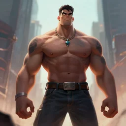 an epic cinematic digital painting art of GigaChad, trending on ArtStation