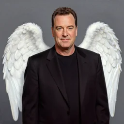 A beautiful matte painting of Cosmo Kramer with angel wings