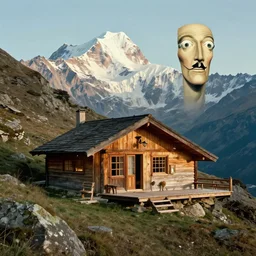 mountain cabin by beksinski and salvadore dali