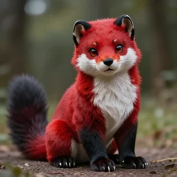 furry commission < handsome fursona > male ] furry - fandom = red & black > fur furred * anthropomorphic - fursona > stoat ÷ photorealistic