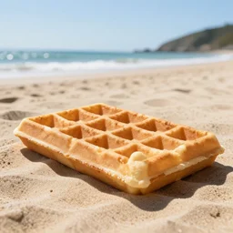 gigant waffle sunbathing on the beach