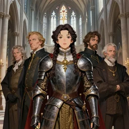 a stunning portrait of an aristocratic warrior, by ayami kojima, daniel merriam, john bauer, brian froud, in a cathedral