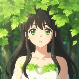 anime girl wearing leaves