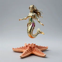 mermaid jumping on a starfish, realistic, sharp focus, 8 k high definition, concept art, insanely detailed, intricate, elegant