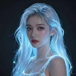 literally a glowing girl, high detail, high modernization, high stylization, ultra mega super hyper realistic