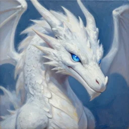 Trending on artstation, Blue Eyes White Dragon, oil on canvas