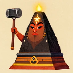 kali - durga with a hammer and sickle and in the forehead the star burns : ivan bilibin