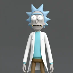 3d final render, hiper-realistic Rick and Morty, detailed, 8k